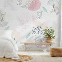 Abstract Hand Drawing Leaves Wallpaper Mural 1