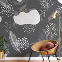 Abstract Hand Drawing Leaves Wallpaper Mural 1
