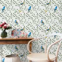 Exotic Colorful Birds Watercolor Wallpaper Mural 1