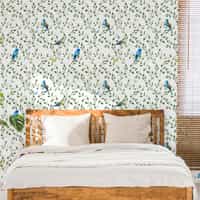 Exotic Colorful Birds Watercolor Wallpaper Mural 3
