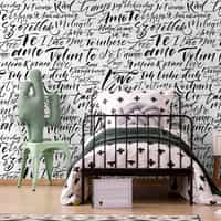 Romantic Calligraphy Love Phrases Wallpaper Mural 3