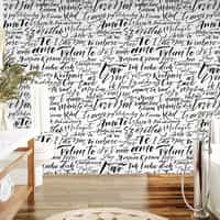 Romantic Calligraphy Love Phrases Wallpaper Mural 1