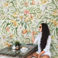 Delicate Springtime Flowers with Fruits Wallpaper Mural 1