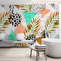 Abstract Botanical Leaves Shapes Wallpaper Mural 3