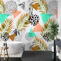 Abstract Botanical Leaves Shapes Wallpaper Mural 1