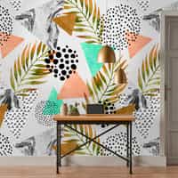 Abstract Botanical Leaves Shapes Wallpaper Mural 2