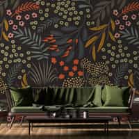 Elegant Branches and Floral Wallpaper Mural 1