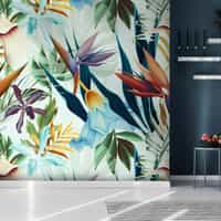 Vibrant Exotic Leaves Paradise Wallpaper Mural 1