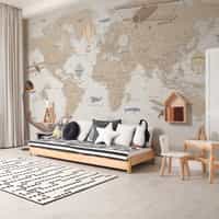 Classic Explorer Airplane World Map Wallpaper Mural 3