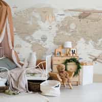 Classic Explorer Airplane World Map Wallpaper Mural 4