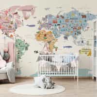 Playful World Journey Map for Kids Wallpaper Mural 1