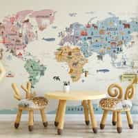 Playful World Journey Map for Kids Wallpaper Mural 2