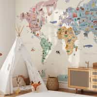 Playful World Journey Map for Kids Wallpaper Mural 3