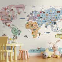 Playful World Journey Map for Kids Wallpaper Mural 4