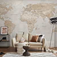 Global Geographic World Map Wallpaper Mural 1