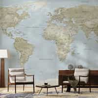 Global Geographic World Map Wallpaper Mural 1