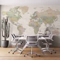 Educational Pastel World Map Wallpaper Mural 1