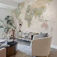 Educational Pastel World Map Wallpaper Mural 4