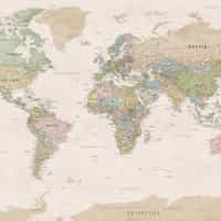 Educational Pastel World Map Wallpaper Mural 7