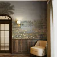 Elegant Water Lily Pond Wallpaper Mural 1