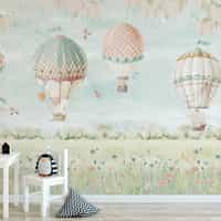 Pastel Dreamland Hot Air Balloon Wallpaper Mural 3