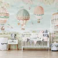 Pastel Dreamland Hot Air Balloon Wallpaper Mural 4