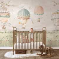 Pastel Dreamland Hot Air Balloon Wallpaper Mural 1