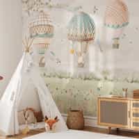 Pastel Dreamland Hot Air Balloon Wallpaper Mural 2