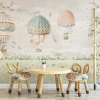 Pastel Dreamland Hot Air Balloon Wallpaper Mural 3