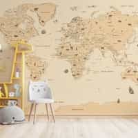 Safari Adventure World Map Kids Wallpaper Mural 2
