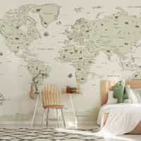 Safari Adventure World Map Kids Wallpaper Mural 1