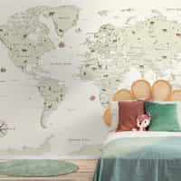 Safari Adventure World Map Kids Wallpaper Mural 3