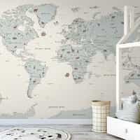 Safari Adventure World Map Kids Wallpaper Mural 1