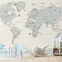 Safari Adventure World Map Kids Wallpaper Mural 2