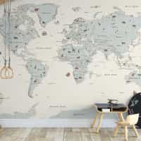 Safari Adventure World Map Kids Wallpaper Mural 3