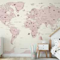 Safari Adventure World Map Kids Wallpaper Mural 1