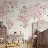 Safari Adventure World Map Kids Wallpaper Mural 3