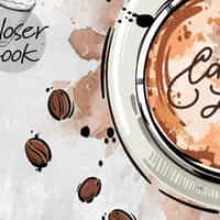 Watercolor Capuccino Art Coffee Shop Wallpaper Mural 5