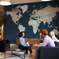 Political World Map Dark Background Wallpaper Mural 2