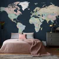 Political World Map Dark Background Wallpaper Mural 4