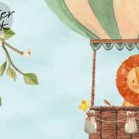 Whimsical Woodland Animals and Balloons Wall Mural 5