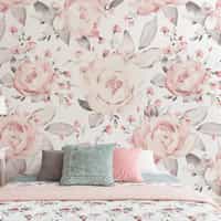 Kids Blush Floral Watercolor Peony Wall Mural 1