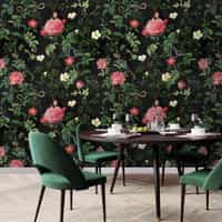 Vintage Botanical Floral Garden Dark Wallpaper Mural 3