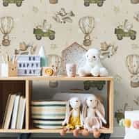 Kids Cute Cartoon Animals in Planes Pattern Wallpaper Mural 1