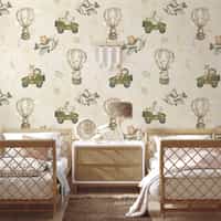 Kids Cute Cartoon Animals in Planes Pattern Wallpaper Mural 3