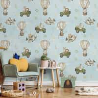 Kids Cute Cartoon Animals in Planes Pattern Wallpaper Mural 3