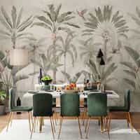 Tropical Palm Trees and Parrots Wallpaper Mural 1