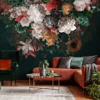 Enchanted Dark Dutch Floral Bouquet Wallpaper Mural 1