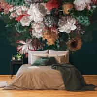 Enchanted Dark Dutch Floral Bouquet Wallpaper Mural 2