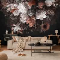 Enchanted Dark Dutch Floral Bouquet Wallpaper Mural 3